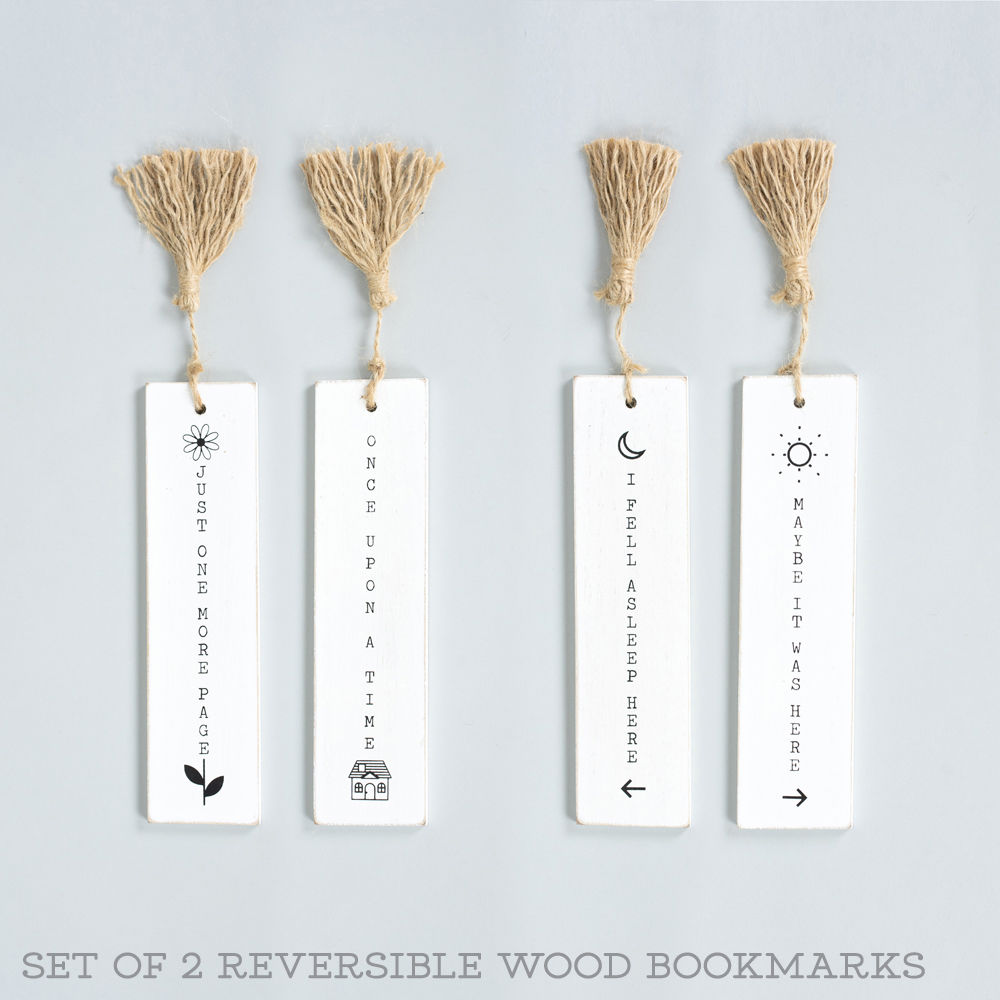 8" Reversible Wood Bookmark Set with Tassels - (Set of 2)