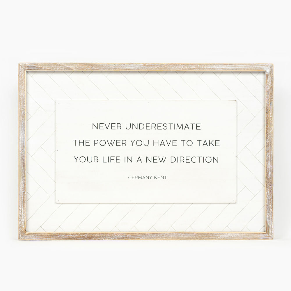 17" x 25" Reversible Wood Frame Sign - Beautiful/Life | White and Black | Herringbone Collection