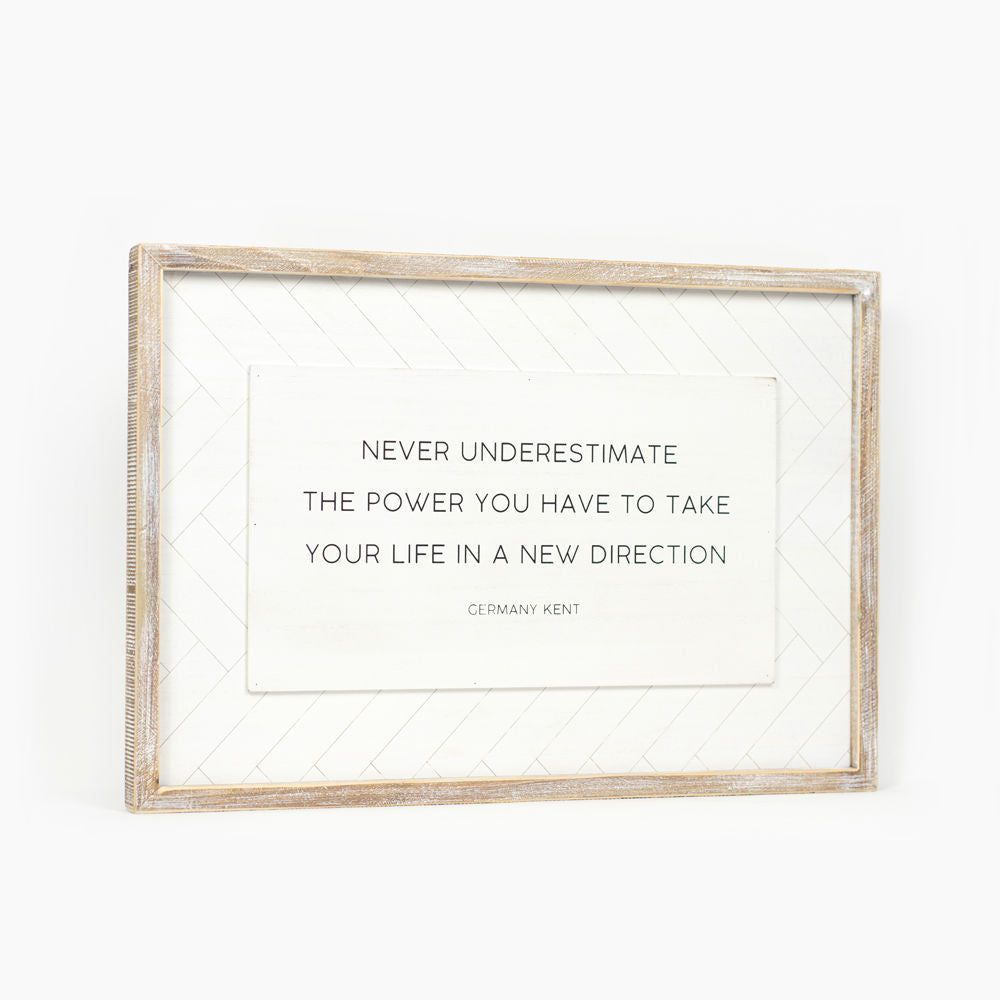 17" x 25" Reversible Wood Frame Sign - Beautiful/Life | White and Black | Herringbone Collection