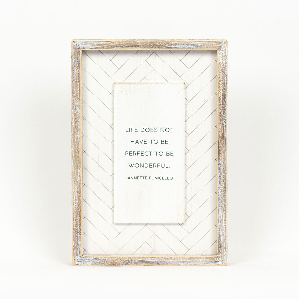 9" x 13" Reversible Wood Framed Hanging Sign - Wonderful and Possible | White and Black