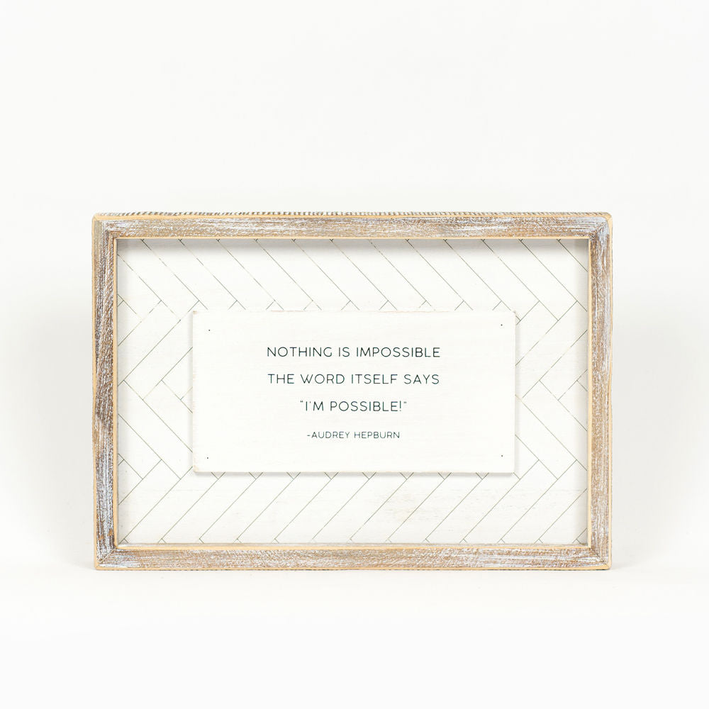 9" x 13" Reversible Wood Framed Hanging Sign - Wonderful and Possible | White and Black
