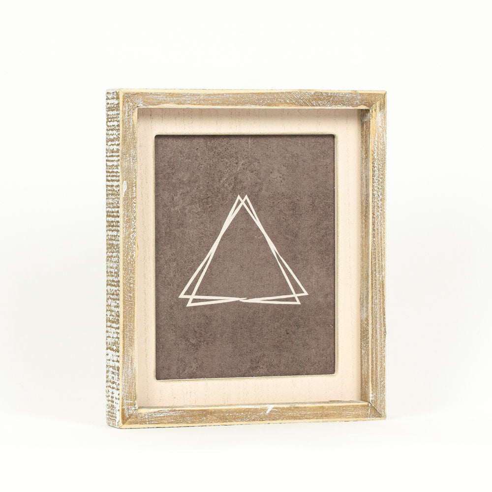 9" x 10" Wood Framed Sign - Triangle, Brown/Cream
