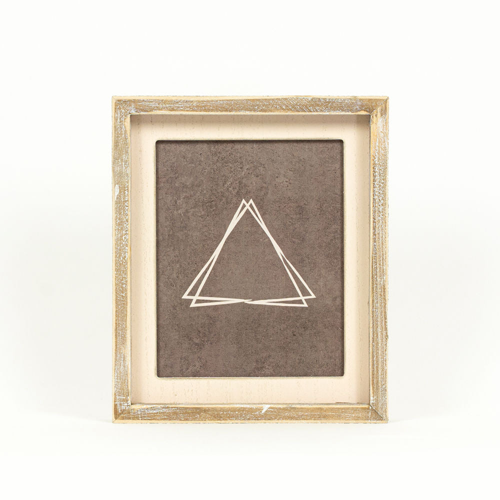 9" x 10" Wood Framed Sign - Triangle, Brown/Cream