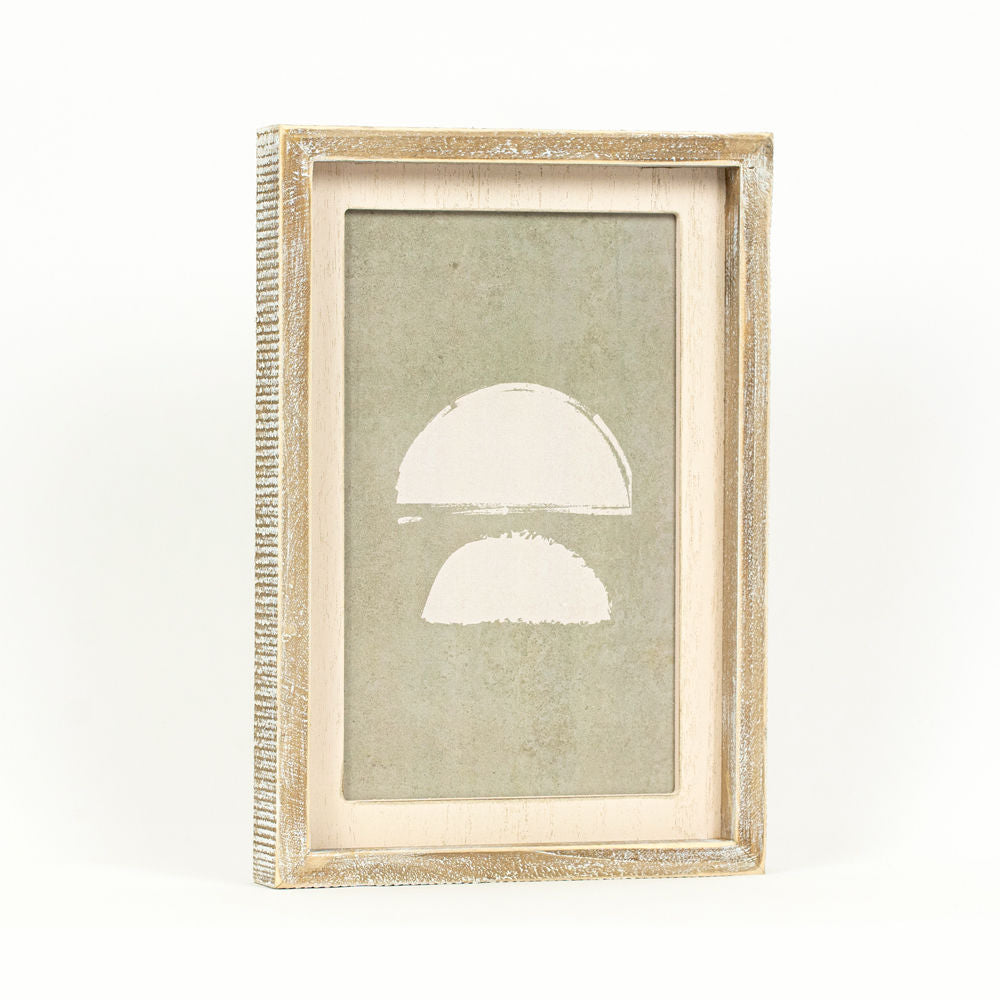 9" x 13" Wood Framed Sign - Half Circle Abstract | Sage and Cream