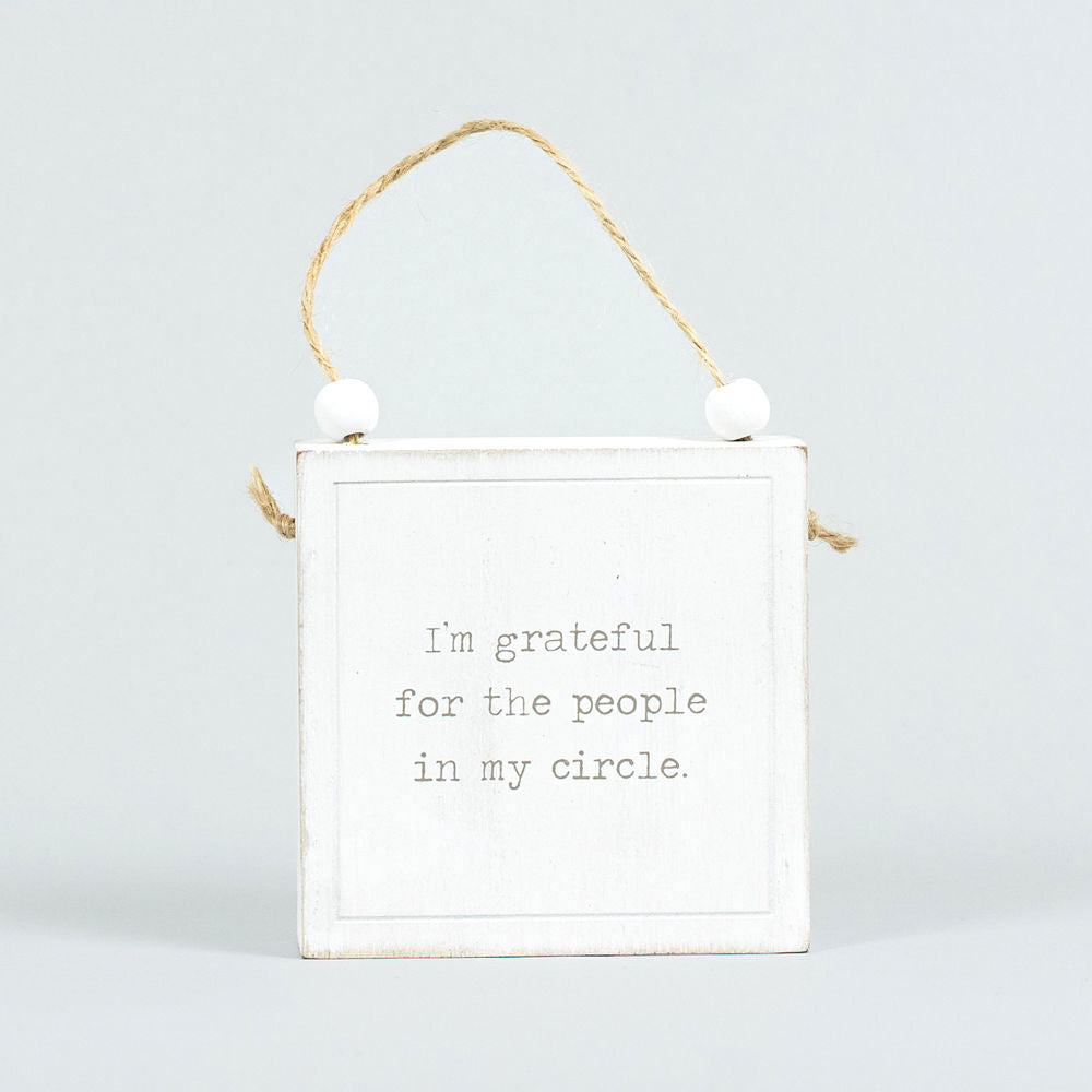 4" Reversible Wood Hanging Sign - People/Learning | White and Black