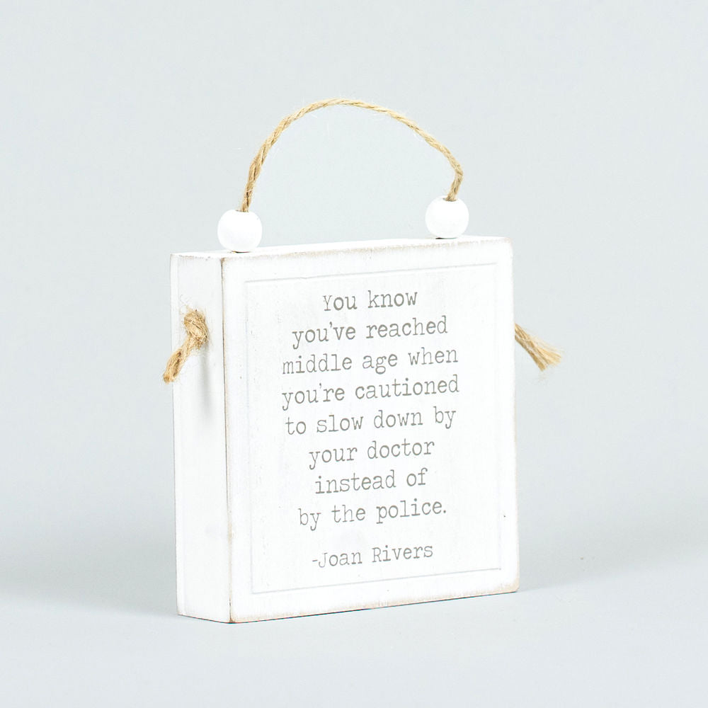4" Reversible Wood Hanging Sign - Slow and Errands | White and Black