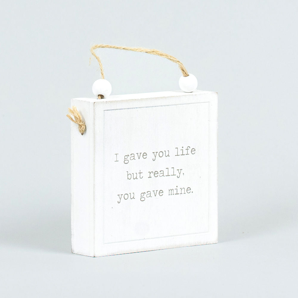 4" Reversible Wood Hanging Sign - Motherhood | White and Black