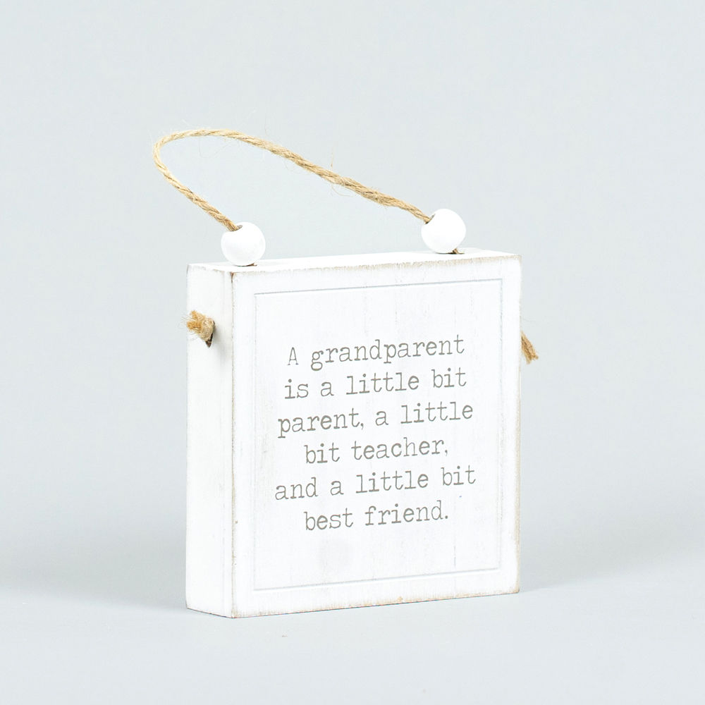 4" Reversible Wood Hanging Sign - DNA/Grandparent | White and Black | Mother's Day Collection