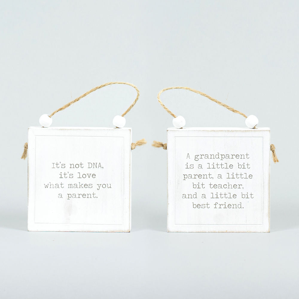 4" Reversible Wood Hanging Sign - DNA/Grandparent | White and Black | Mother's Day Collection