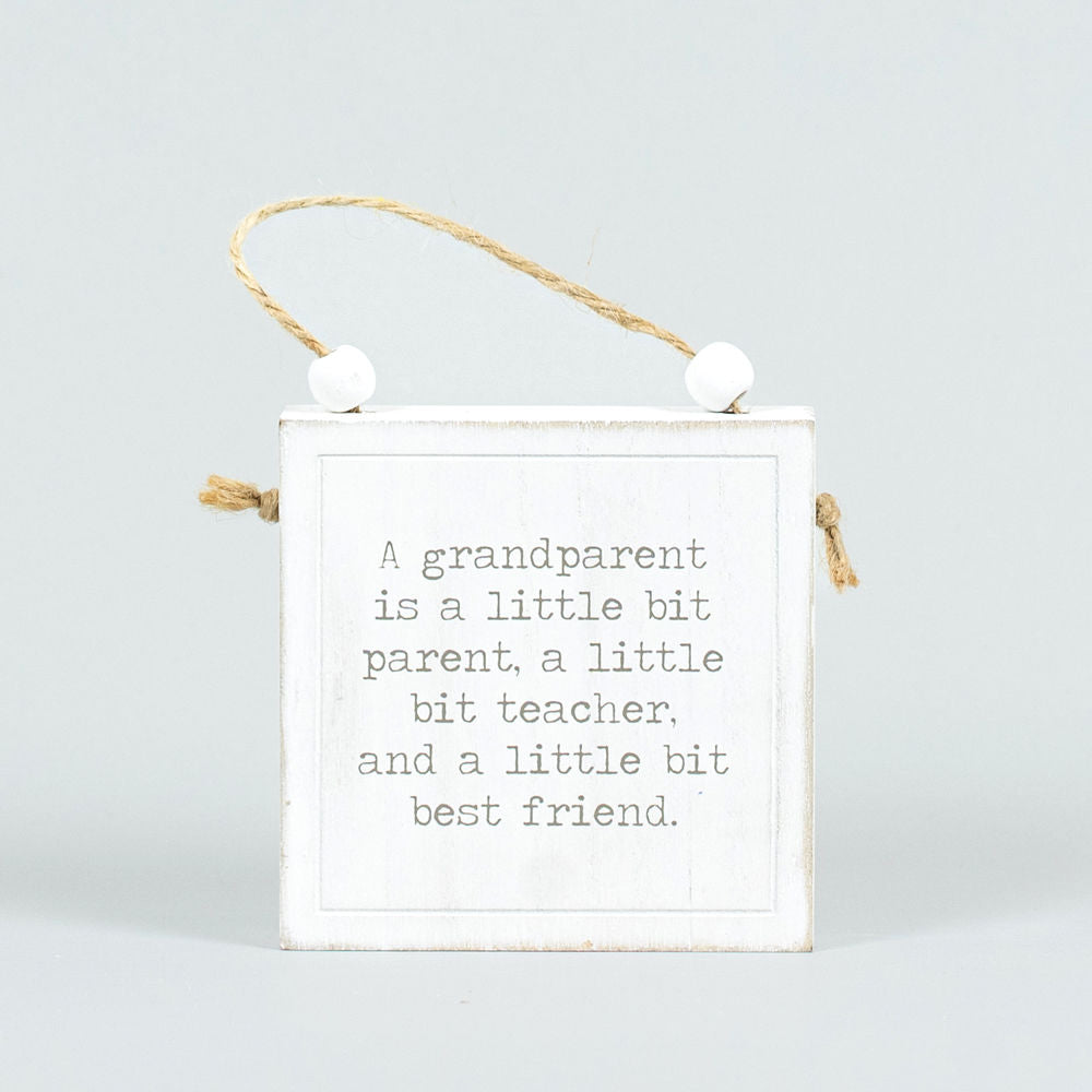 4" Reversible Wood Hanging Sign - DNA/Grandparent | White and Black | Mother's Day Collection