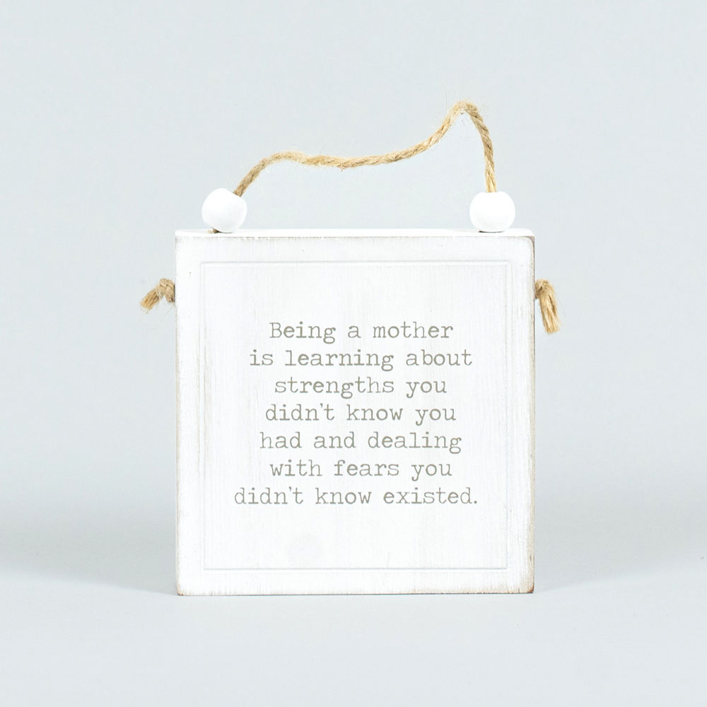 4" Reversible Wood Hanging Sign - Mother/Strength | White and Black | Mother's Day Collection