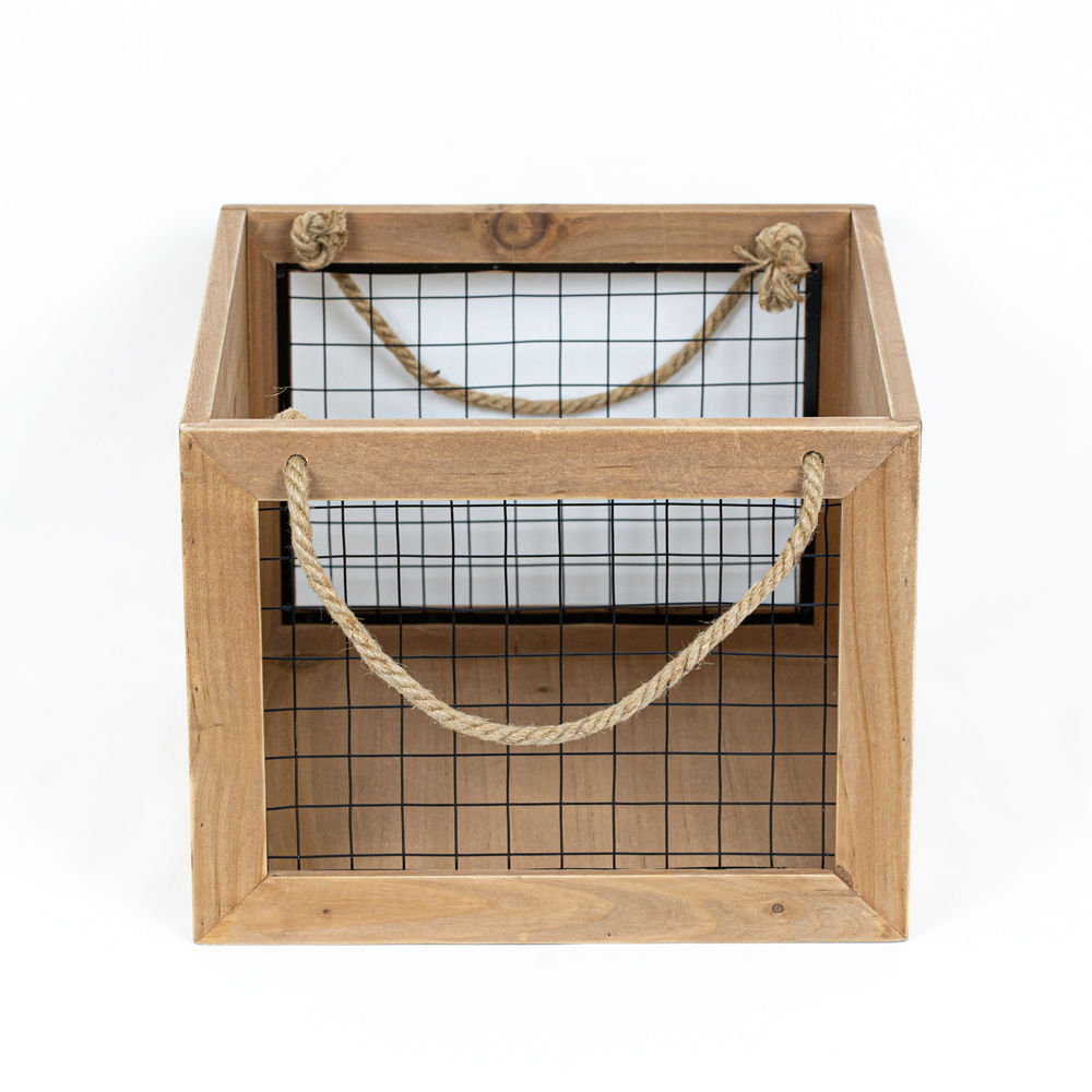 9" x 12" Wood Crate with Handle - Natural
