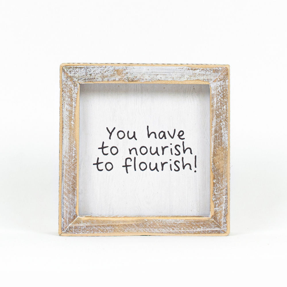 5" Reversible Wood Frame Sign - Nourish | Multicolor | Mental Health Collection