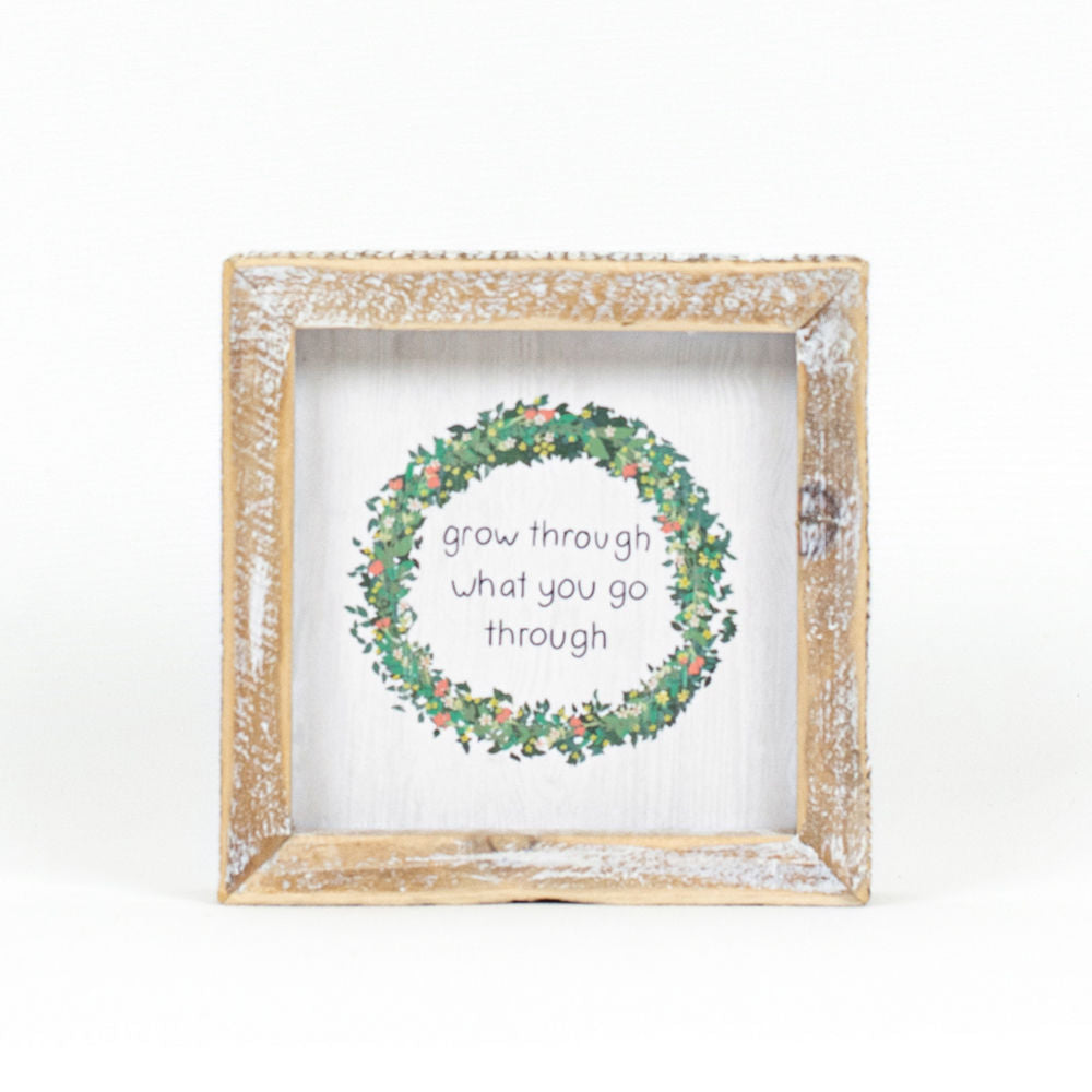 5" Reversible Wood Framed Sign - Grow Through | Multicolor