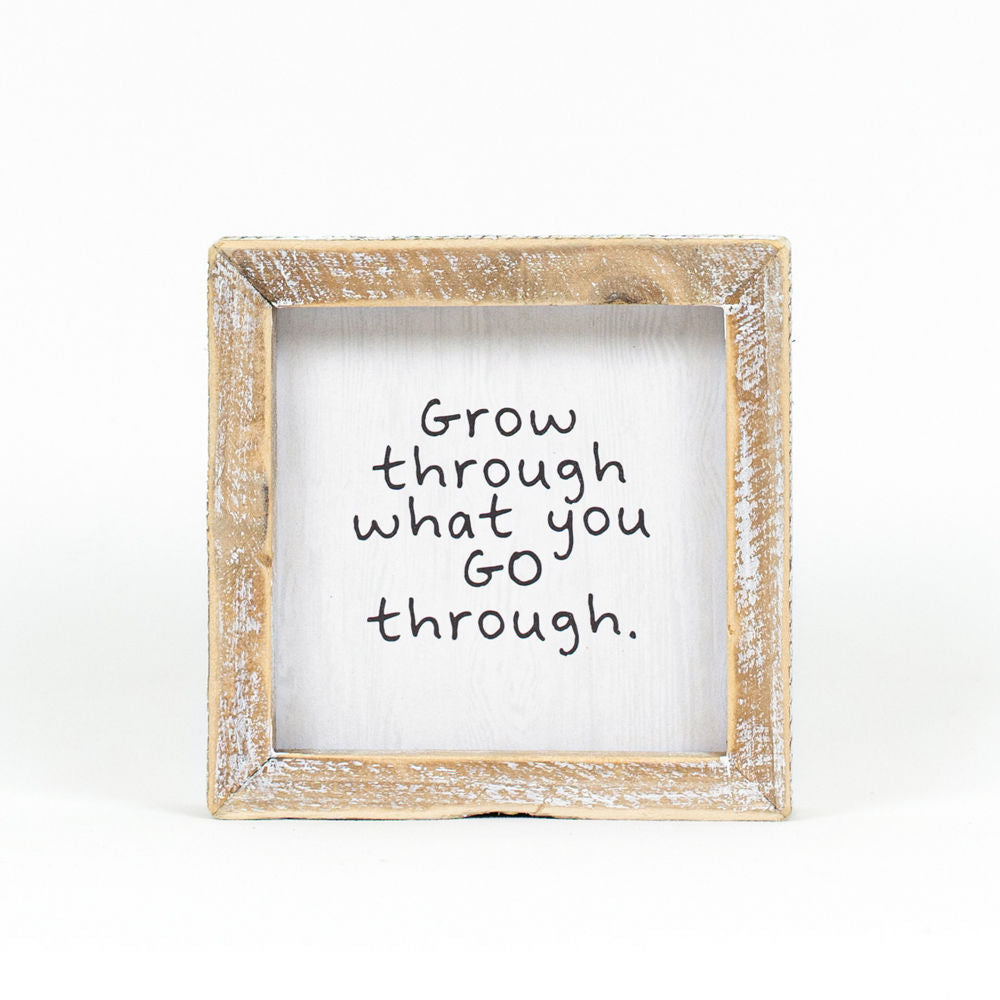 5" Reversible Wood Framed Sign - Grow Through | Multicolor