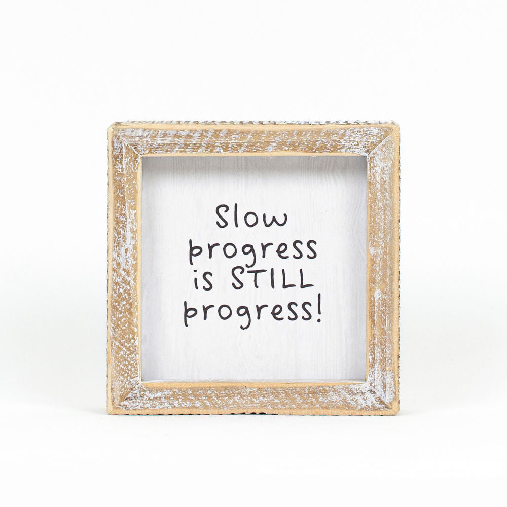 5" Reversible Wood Frame Sign - Progress | Multicolor