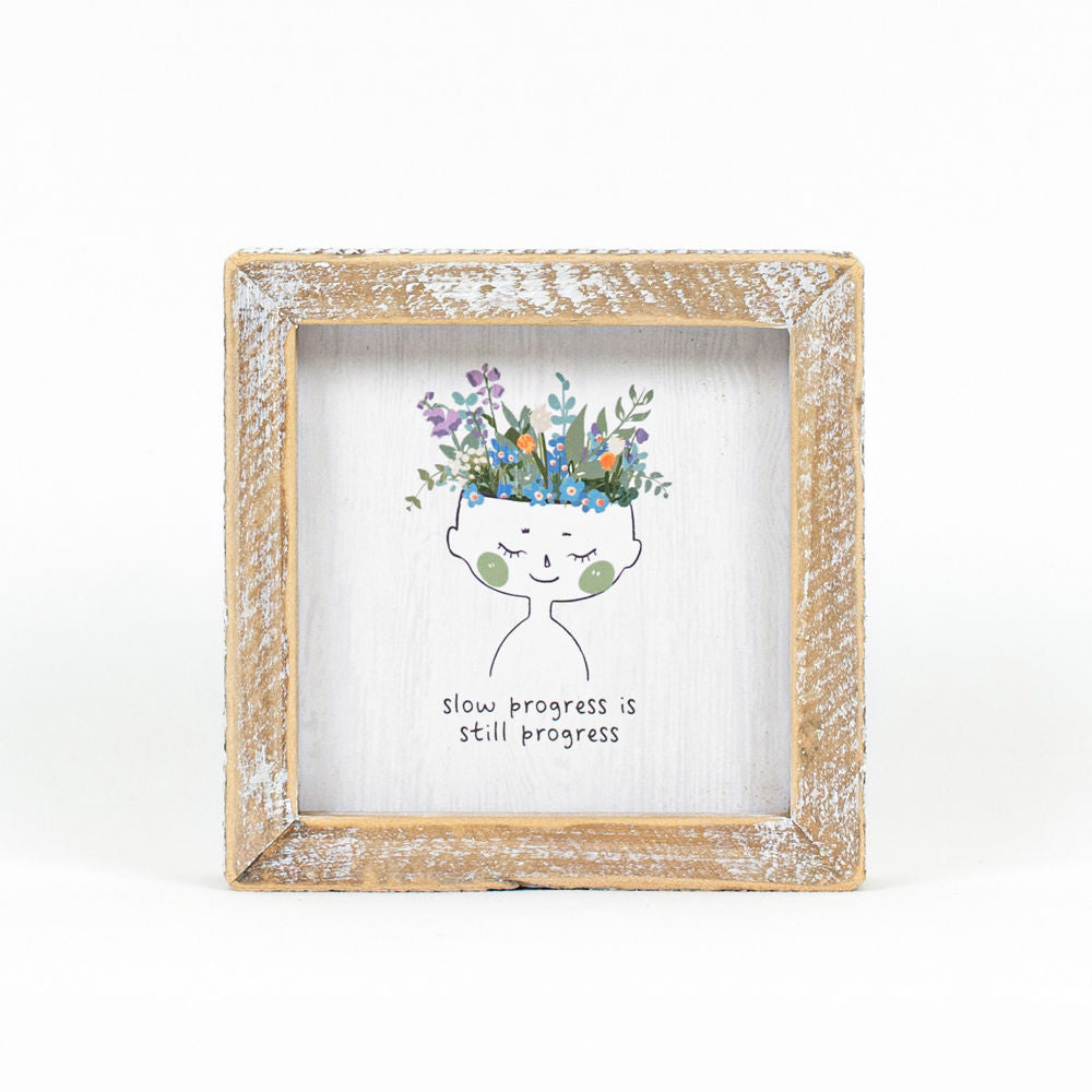 5" Reversible Wood Frame Sign - Progress | Multicolor