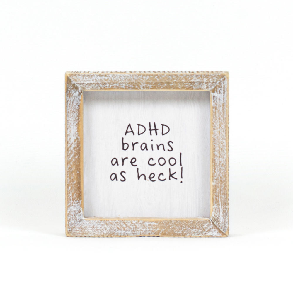 5" Reversible Wood Frame Sign - ADHD | Multicolor | Mental Health Awareness Collection