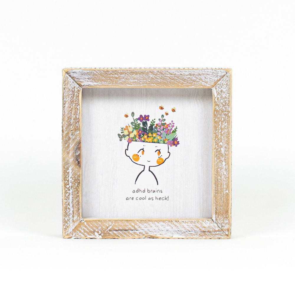 5" Reversible Wood Frame Sign - ADHD | Multicolor | Mental Health Awareness Collection