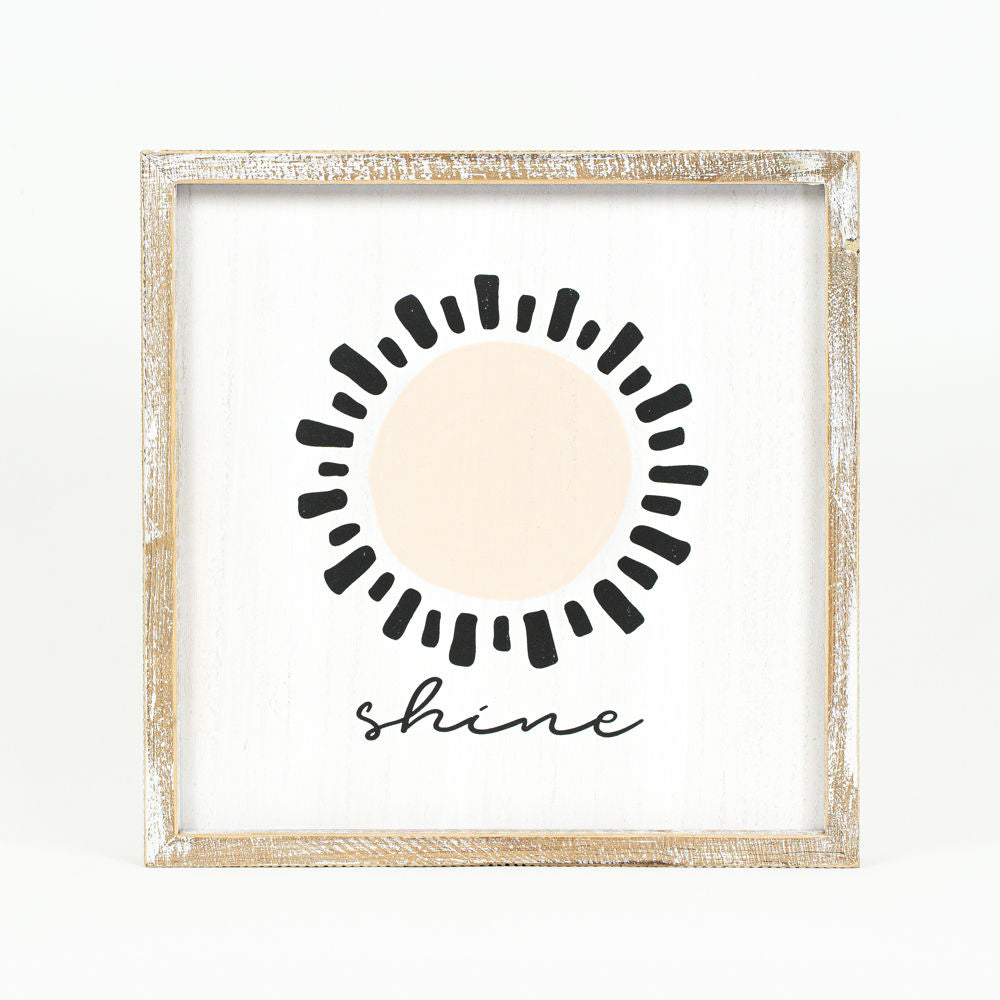 13" Reversible Wood Frame Sign - Shine | Animal Crackers Collection