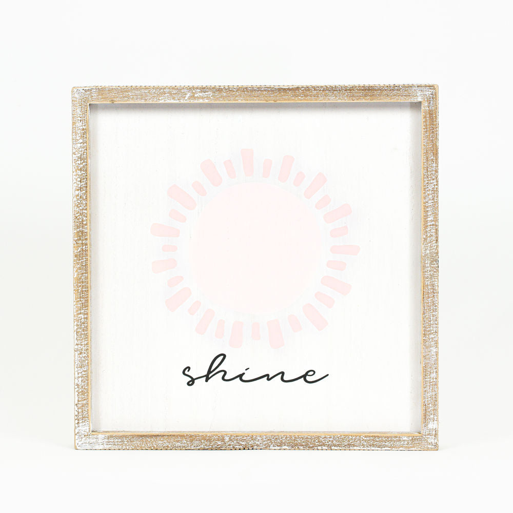 13" Reversible Wood Frame Sign - Shine | Animal Crackers Collection
