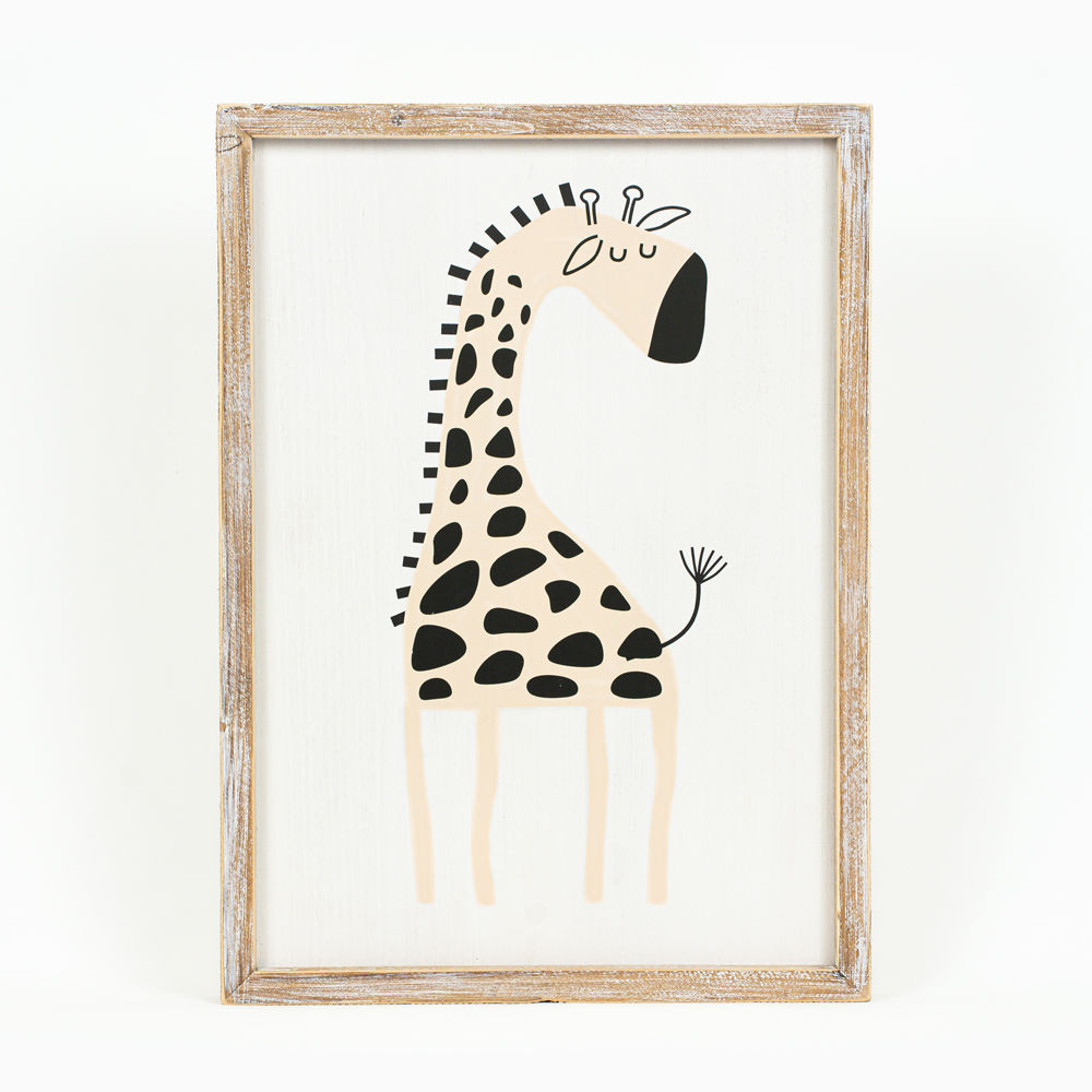 15" x 20" Reversible Wood Frame Sign - Giraffe