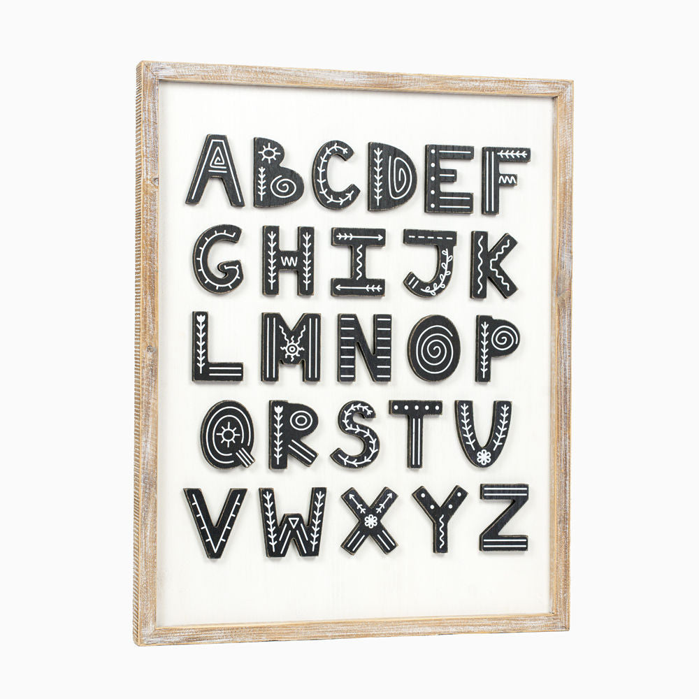 19" x 25" Reversible Wood Frame Sign - Alphabet | Multicolor