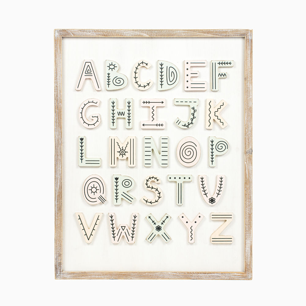 19" x 25" Reversible Wood Frame Sign - Alphabet | Multicolor