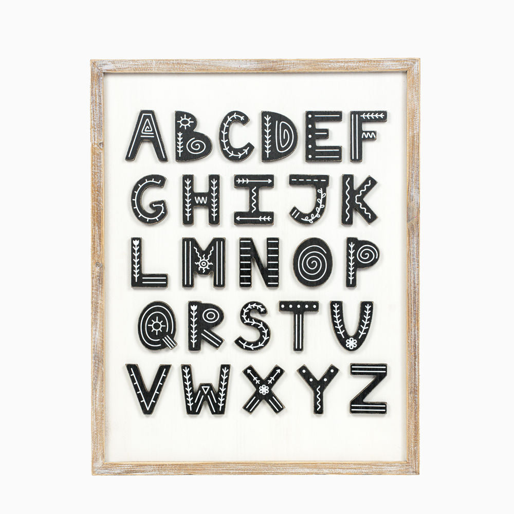 19" x 25" Reversible Wood Frame Sign - Alphabet | Multicolor