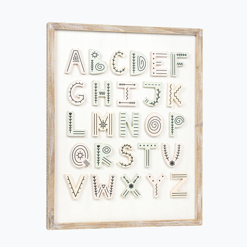 19" x 25" Reversible Wood Frame Sign - Alphabet | Multicolor