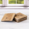 4" Wood Coaster & Magnet Set - Square | Brown (Set of 4)