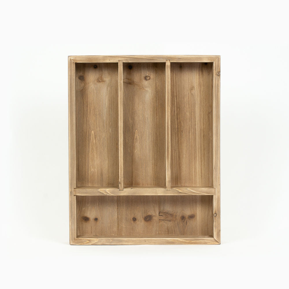 15.75" X 12.5" X 2" Wood Utensil Organizer Tray, Natural