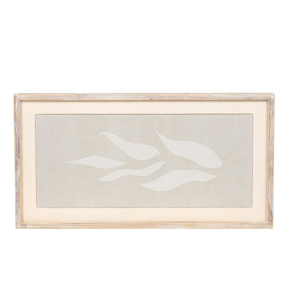 17" x 32" Wood Framed Wall Art - Wheat | Cream and Gray