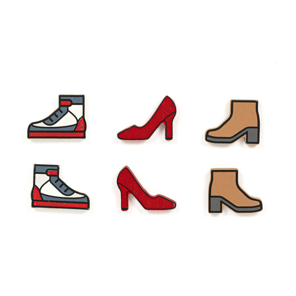 2.5" X 1.75" X .25" Wood Shapes Set Of 6 (Shoes) Multicolor