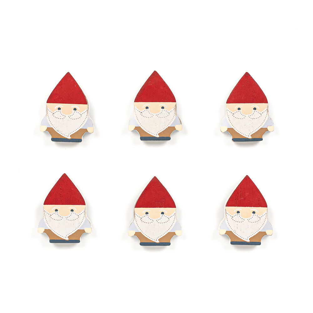 1.25" X 1.75" X .25" Wood Shapes Set Of 6 (Gnomes) Multicolor