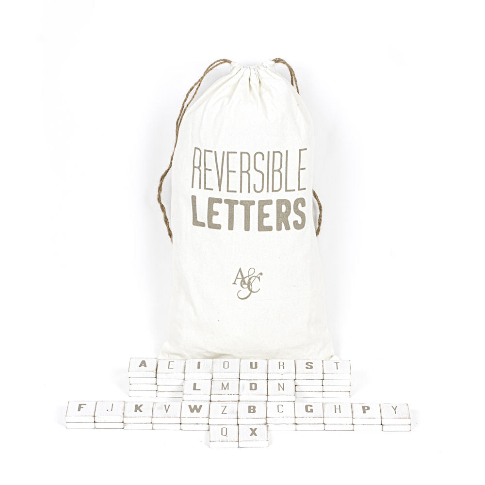 11" X 19.75" X .25" Bag 70 Pieces 1.5" X 1.75" X .25" (Reversible Gray Letters) White/Gray