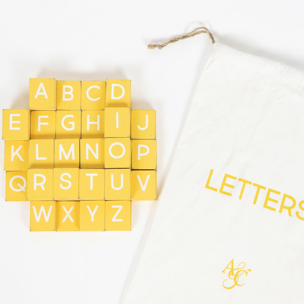 Letterboard Letter Tile Set - Mustard Yellow & White (70 Pieces) | Letterboard Collection