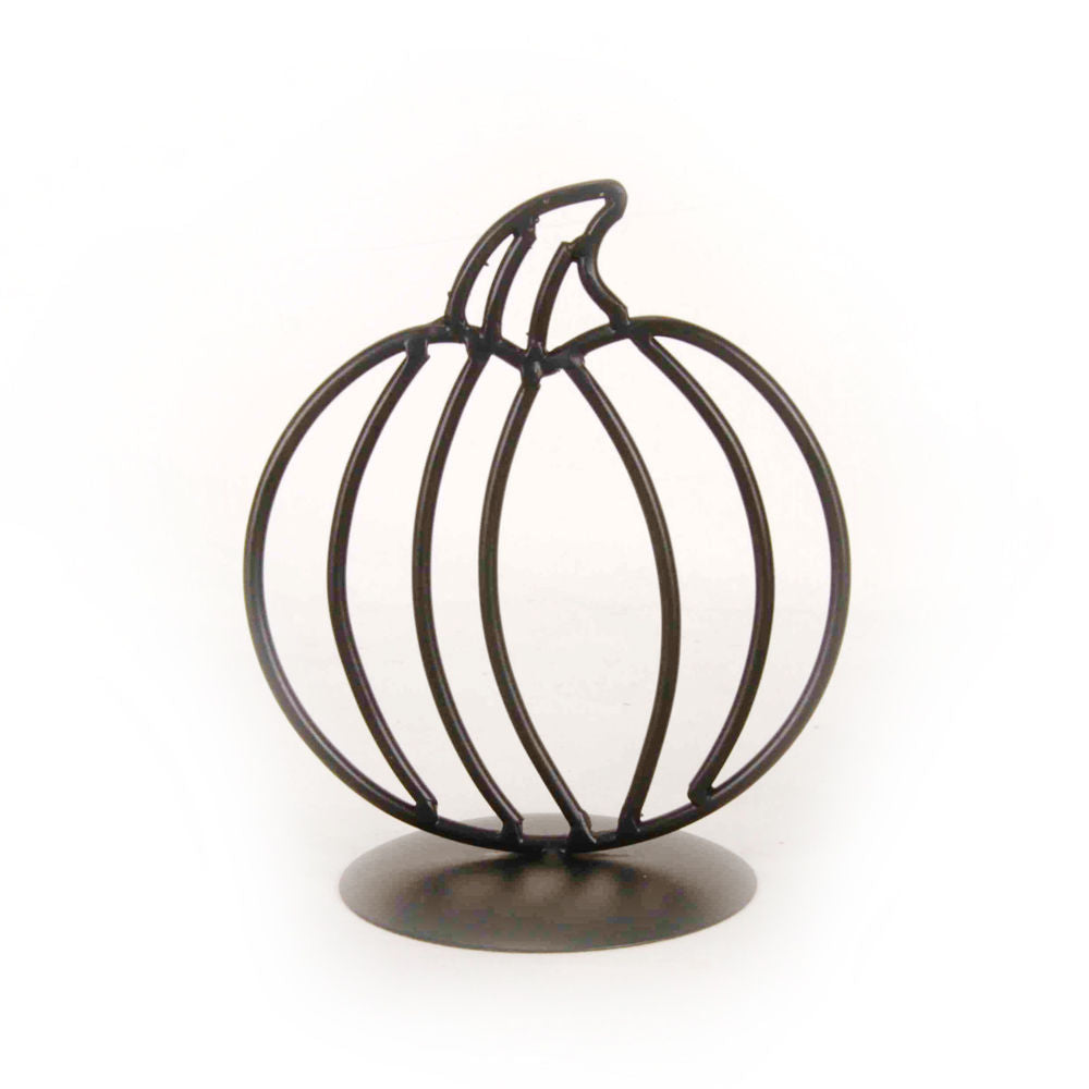 6" X 6.25" Metal Pumpkin On Stand, Black