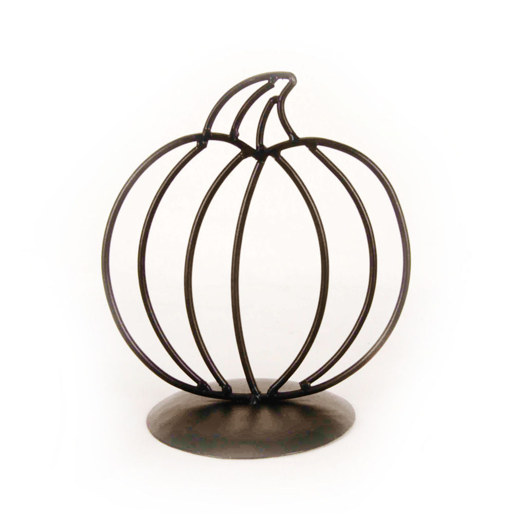 7.5" X 8" Metal Pumpkin On Stand, Black
