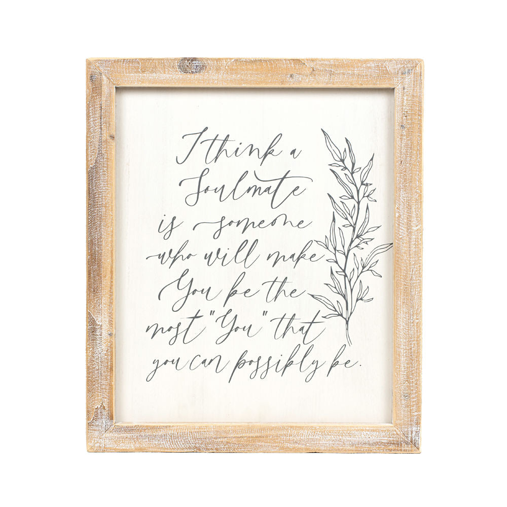 16" x 19" Reversible Wood Framed Sign - Soulmate | White and Grey