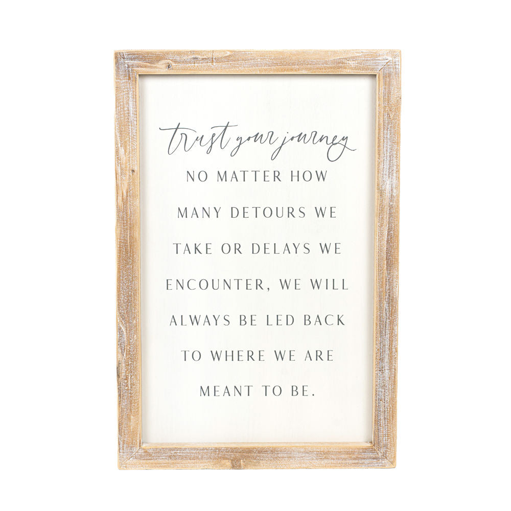 16" x 24" Reversible Wood Framed Sign - Assigned Seats and Journey | White and Grey