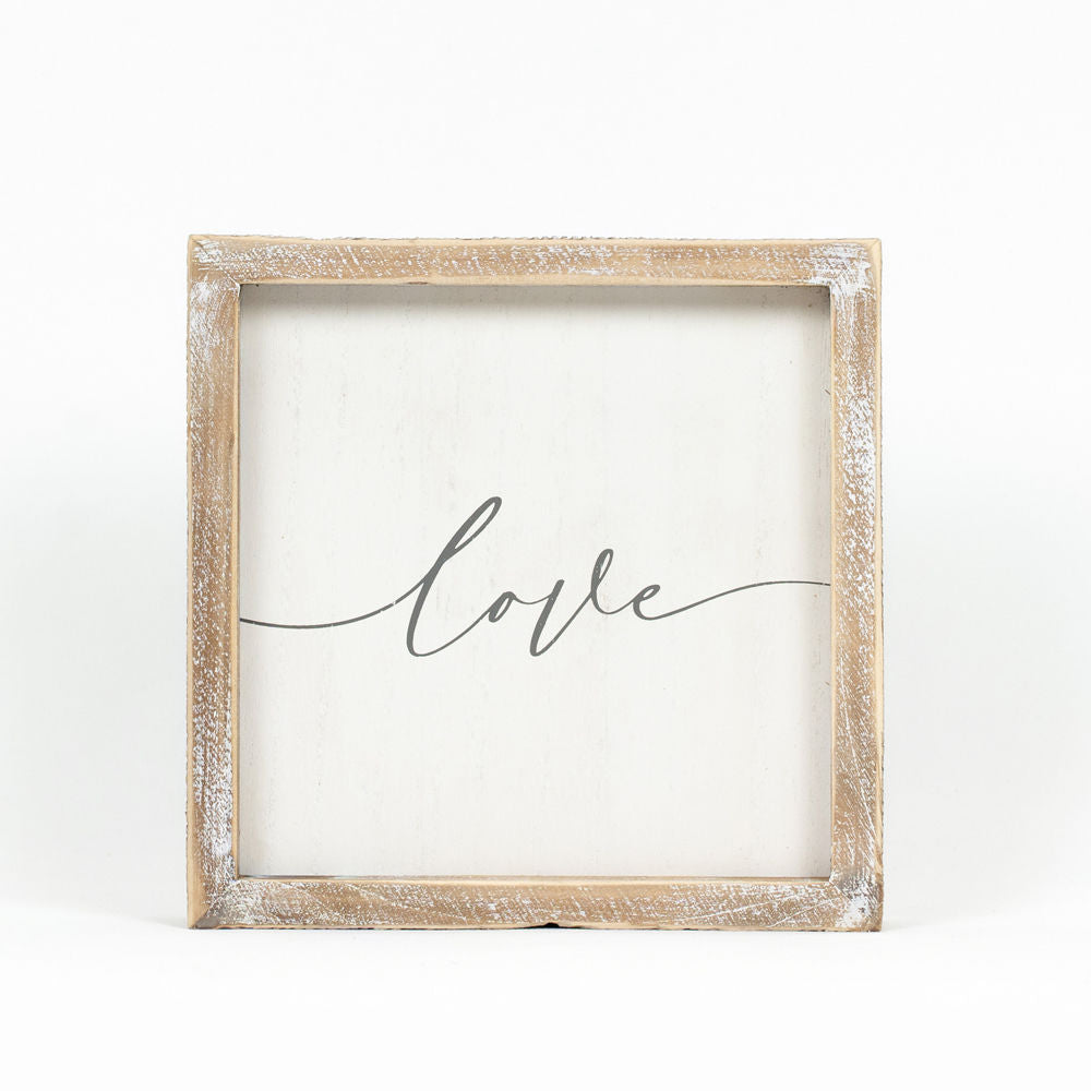 8" Reversible Wood Frame Sign - Forever/Love | White and Gray