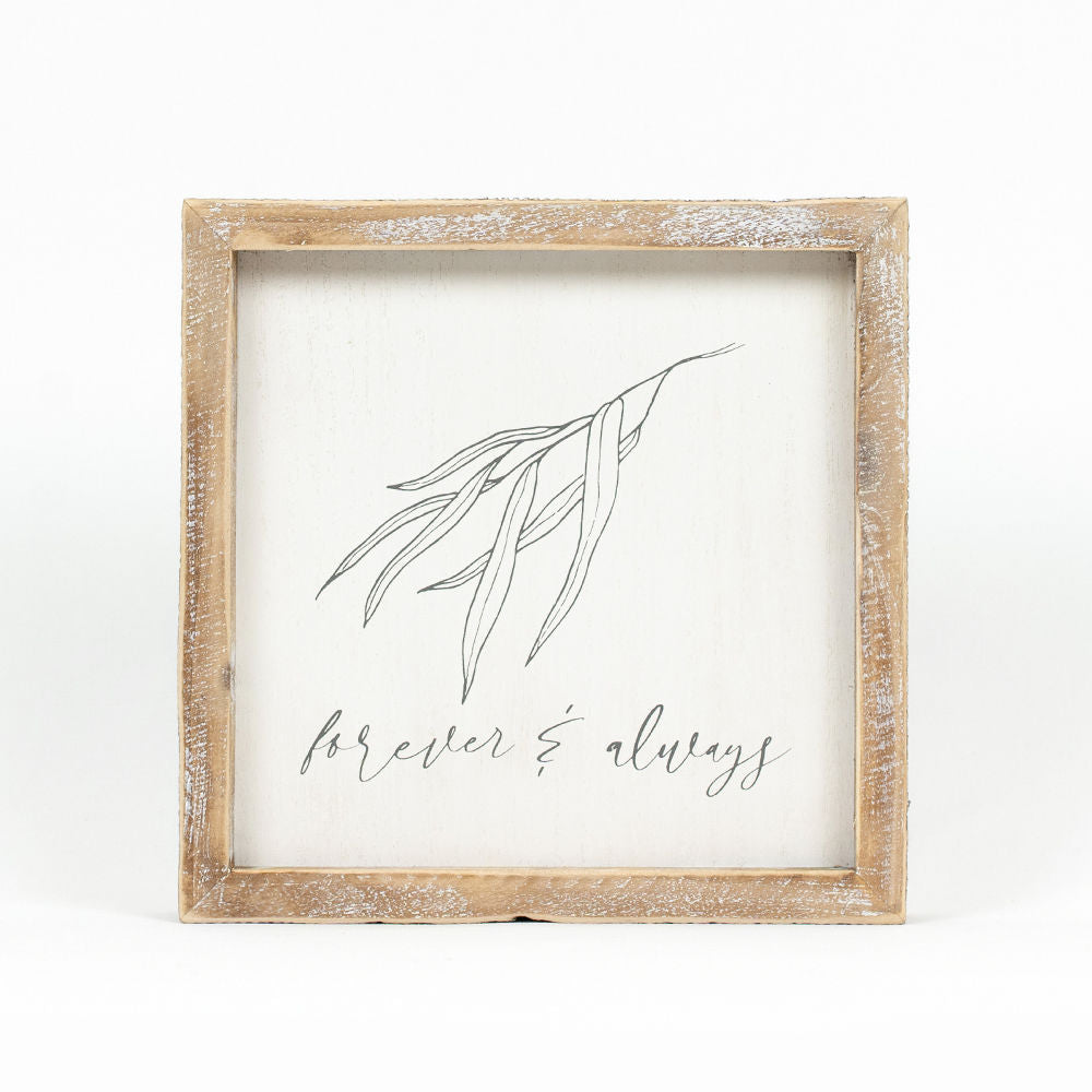 8" Reversible Wood Frame Sign - Forever/Love | White and Gray