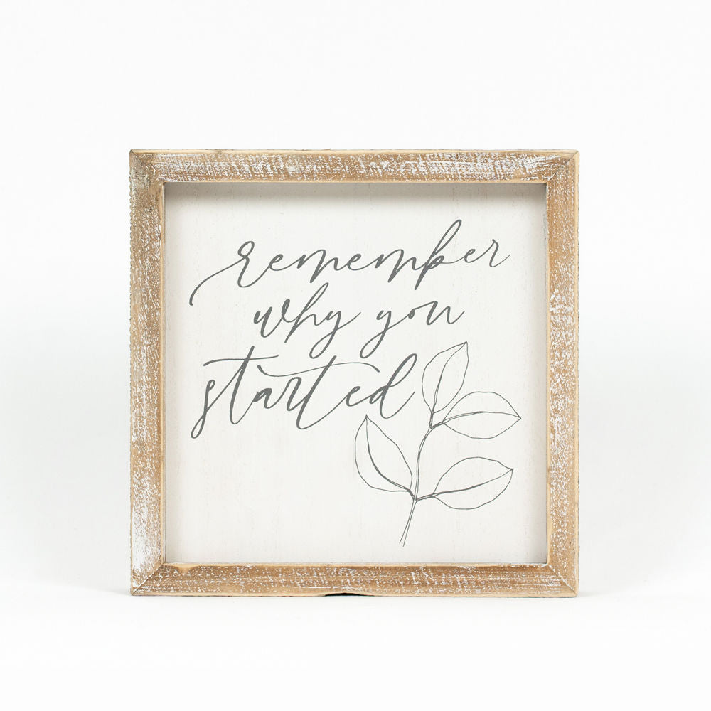 8" Reversible Wood Frame Sign Set - Moments/Started | White and Gray (Set of 6)