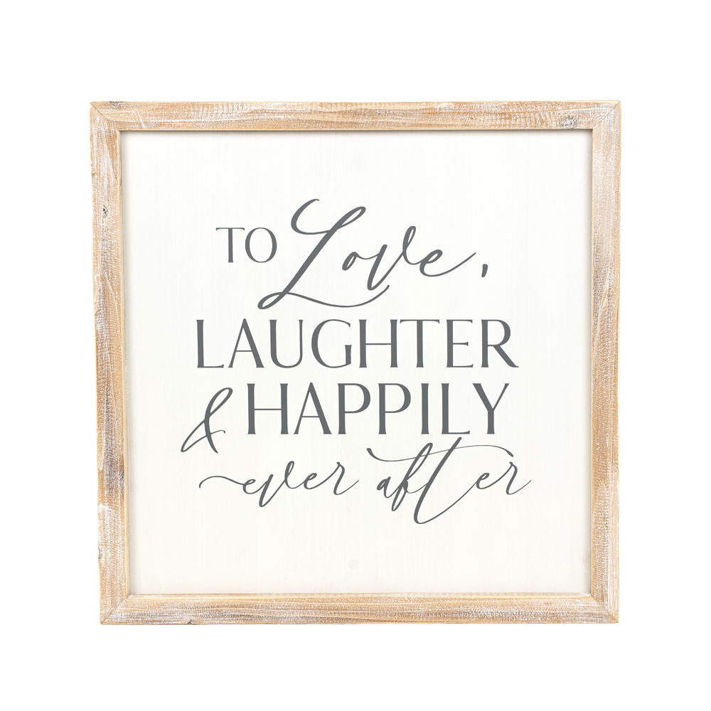 26" Reversible Wood Framed Sign - Love Story | White and Grey