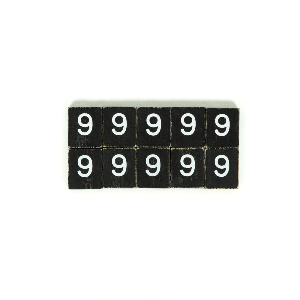 Wood Number Tiles - "9" Black and White (Set of 10) | Letterboard Collection