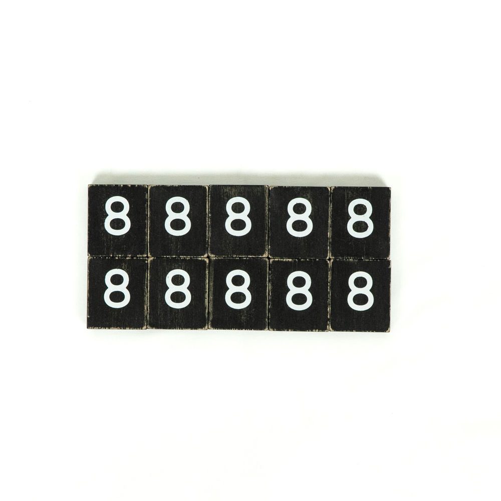 1.5" X 1.75" X .25" Wood Letter Tile Set of 10 (8) Black/White