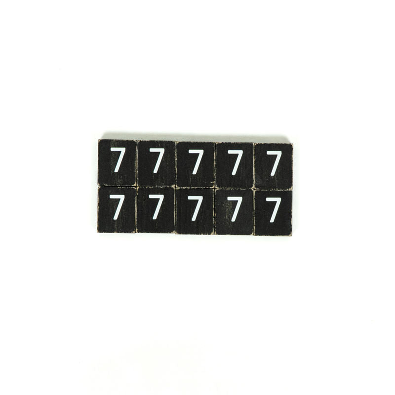 1.5" X 1.75" X .25" Wood Letter Tile Set of 10 (7) Black/White