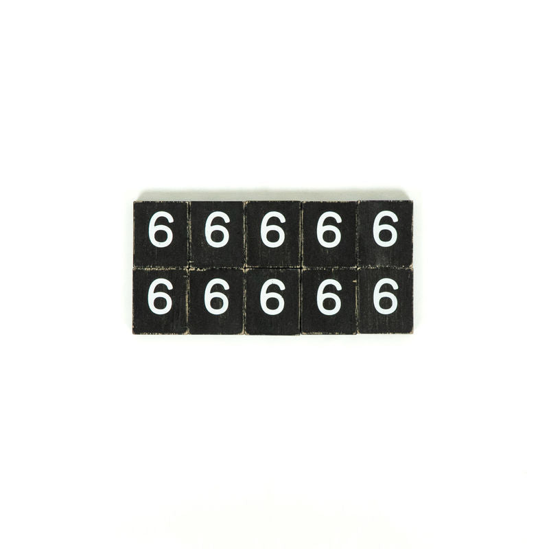 1.5" X 1.75" X .25" Wood Letter Tile Set of 10 (6) Black/White