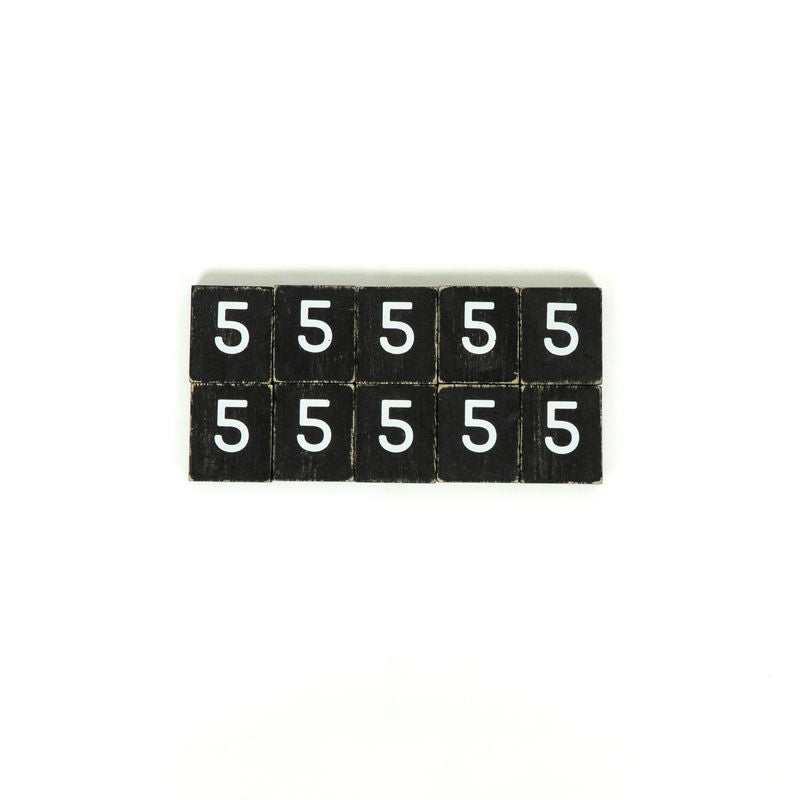 1.5" X 1.75" X .25" Wood Letter Tile Set of 10 (5) Black/White